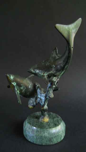 Фото 7. Винтажная бронзовая статуэтка дельфинов