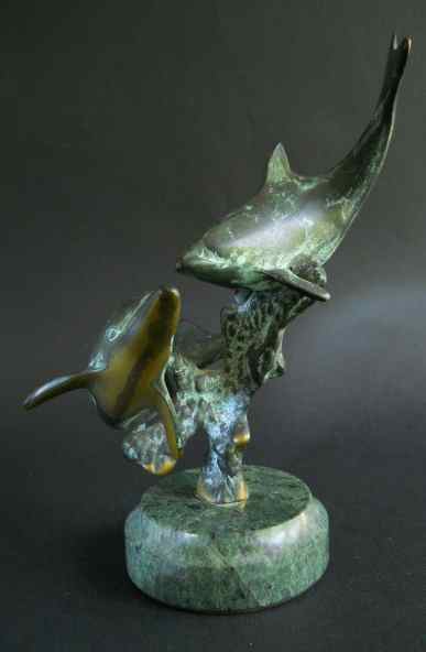 Фото 8. Винтажная бронзовая статуэтка дельфинов