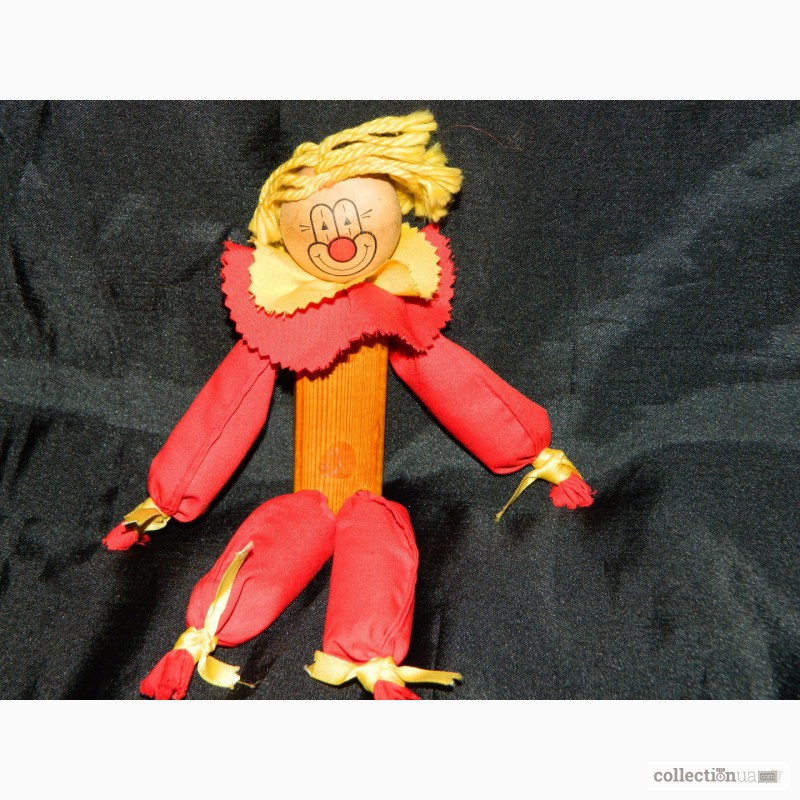 Фото 2. Винтажная Деревянная Кукла Клоун 70х годов