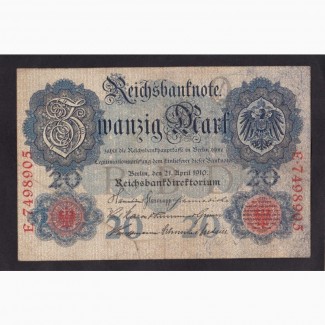 20 марок 1910г. E 7498905. Германия