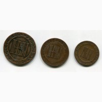 1, 3, 5 центів 1809, 10, 12 рр. Королівство Вестфалія Прусія