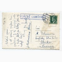 Поштівка Марянські Лазні-Ужгород 1937 р
