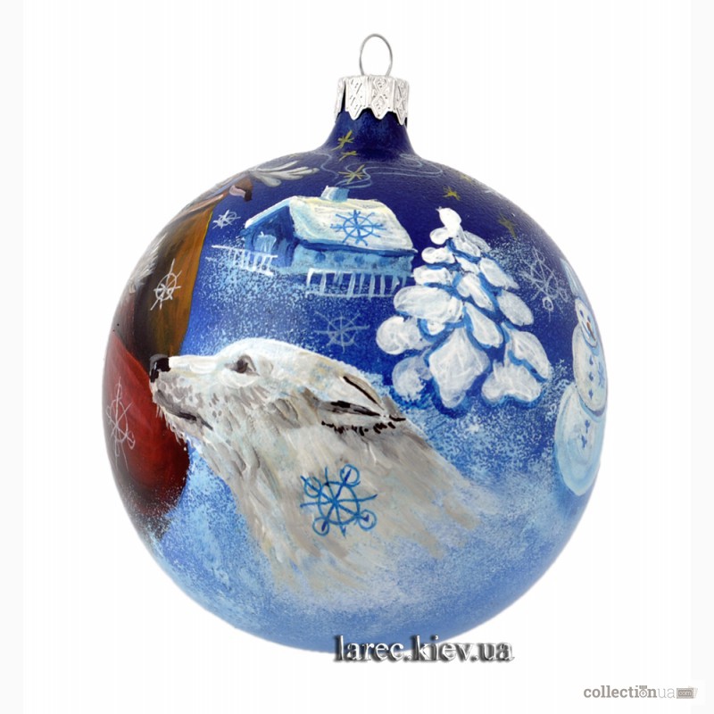 Фото 2. Стеклянный ёлочный шар Дед Мороз ручная роспись. Купить новогодние шары в Киеве