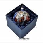 Стеклянный ёлочный шар Дед Мороз ручная роспись. Купить новогодние шары в Киеве