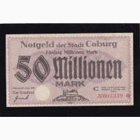 50 000 000 марок 1923г. Кобург. С 003339. Германия