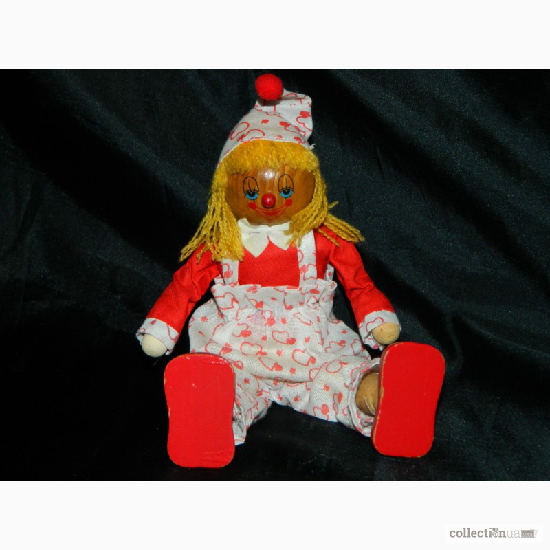 Фото 2. Деревянная Кукла Клоун 25см