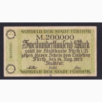 200 000 марок 1923 г. 410893. Фюрт. Германия
