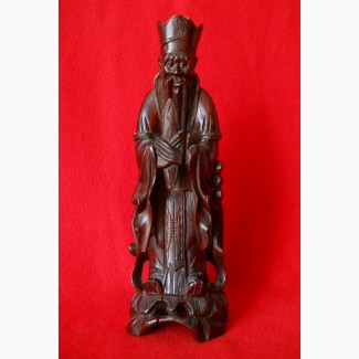 Старинная Китайская деревянная статуэтка из красного дерева