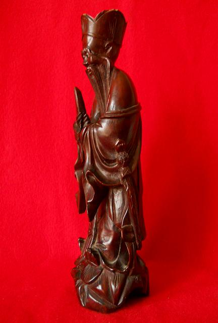 Фото 2. Старинная Китайская деревянная статуэтка из красного дерева