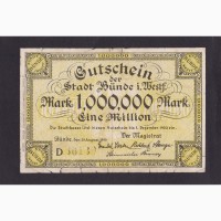 1 000 000 марок 1923г. штат BUNDE. D 36139. Германия